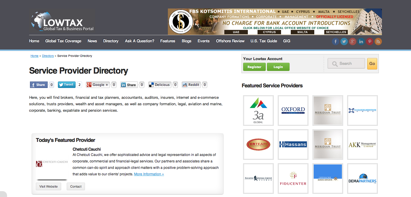 Wilfred Services listed as a Service Provider in The Low Tax Network